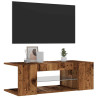 Mueble TV luces LED madera ingeniería envejecida 90x39x30 cm 4