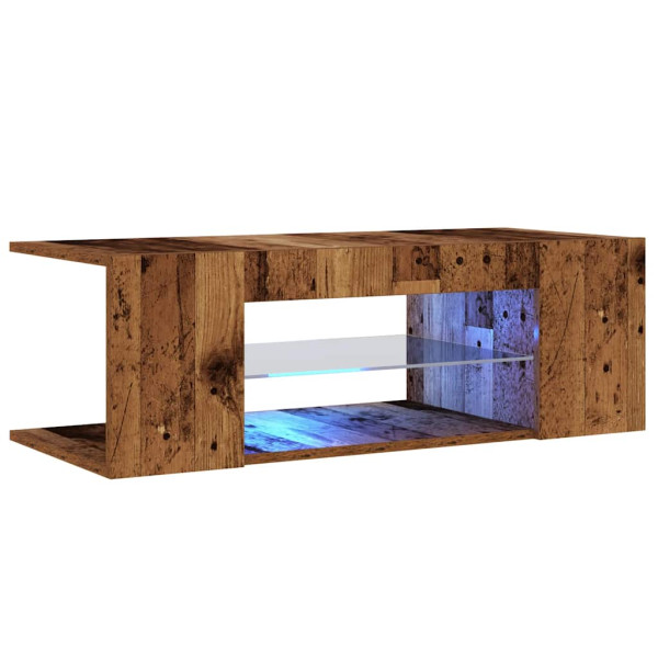 Mueble TV luces LED madera ingeniería envejecida 90x39x30 cm M 5