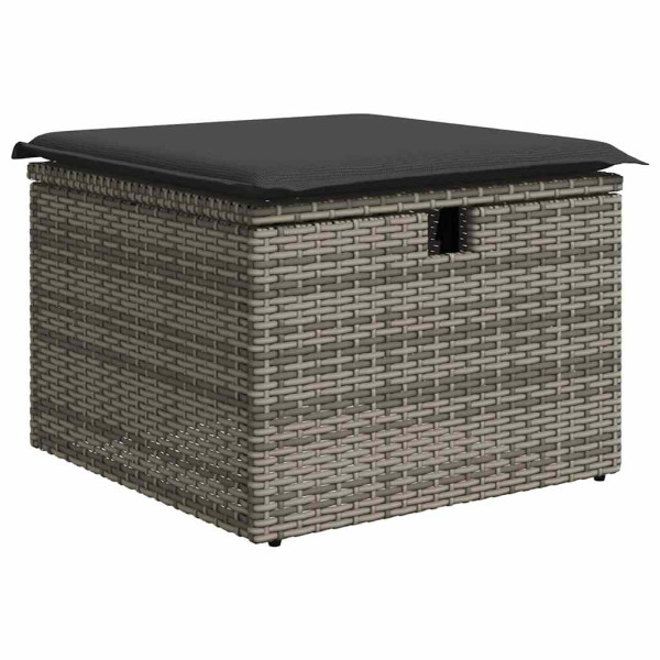 Set de muebles de jardín 6 pzas y cojines ratán sintético gris M 5