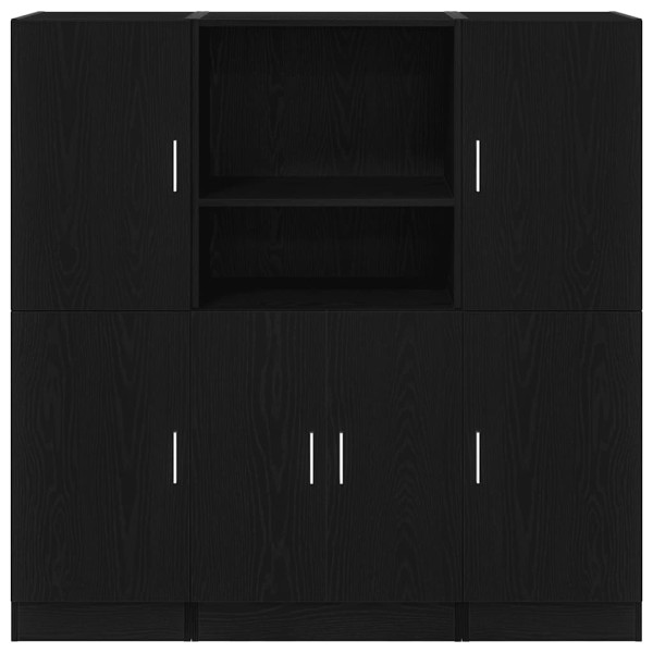 Mueble de cocina 3 piezas madera contrachapada negro M 5