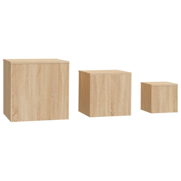 Mesas de apoio 3 pcs contraplacado carvalho sonoma M 3