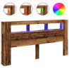 Cabecero con LED madera ingeniería envejecida 200x18.5x103.5 cm 2