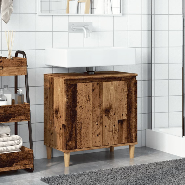 Mueble de lavabo madera de ingeniería envejecida 58x33x60 cm M 3