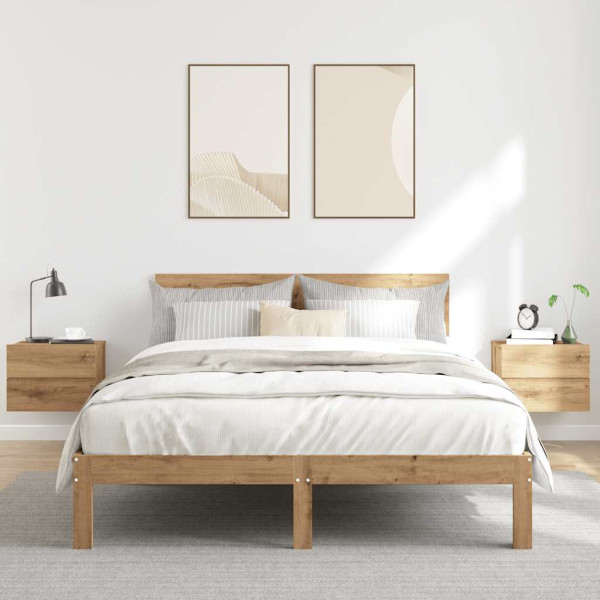 Mesitas de noche de pared 2 uds color roble artisan 40x32x30 cm M 3