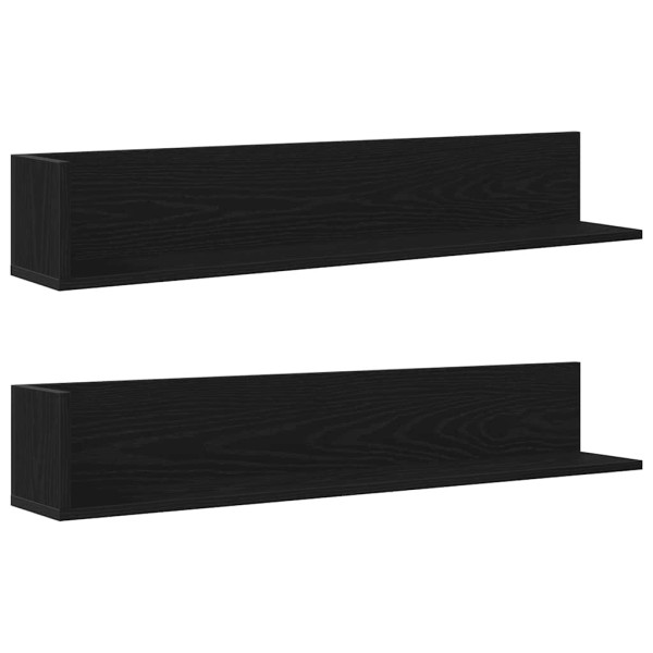 Estantes de pared 2 uds madera ingeniería negro 100x16.5x16.5cm M 2