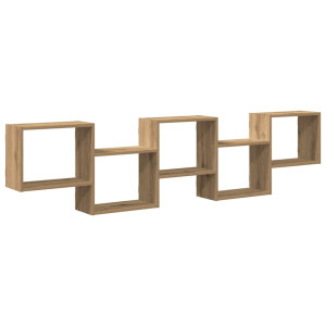 Estante cubo de pared 5 compartimentos madera roble artisan H