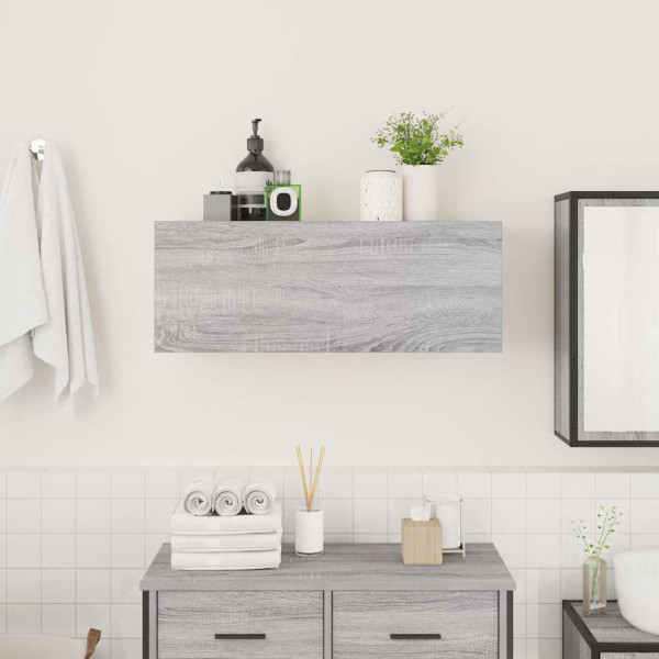 Armario de pared baño madera ingeniería gris Sonoma 80x25x30 cm M 3