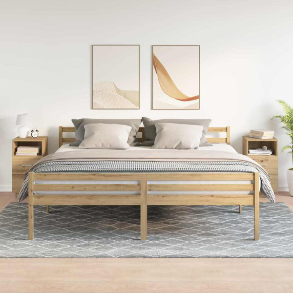 Mesas noturnas 2 uds com 2 gavetas de carvalho artesanal 36x36x68cm M 3