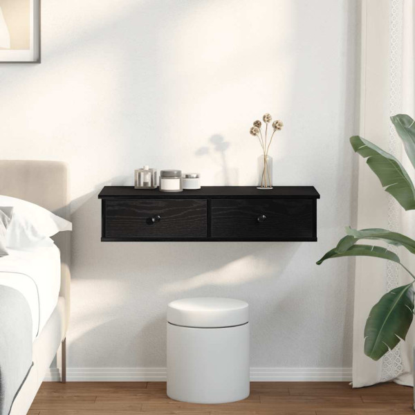 Estante de pared con cajones de madera contrachapada negro M 3