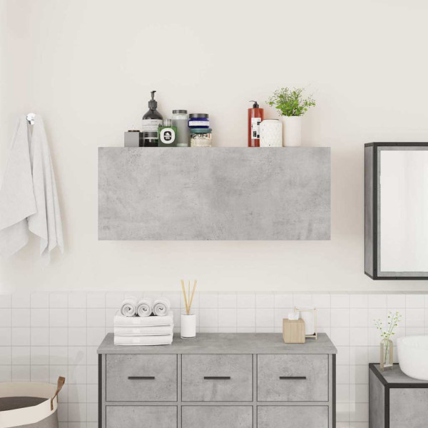 Mueble pared baño madera ingeniería gris hormigón 100x25x40 cm M 3