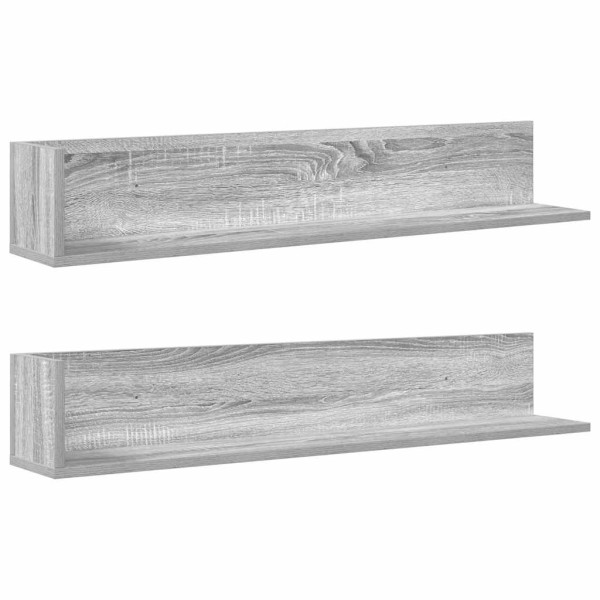 Prateleiras de parede 2pcs derivados de madeira cinzento sonoma M 2