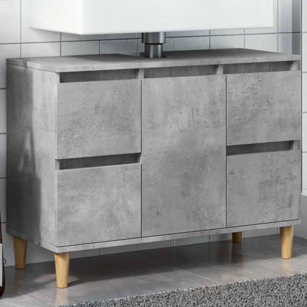 Armario de lavabo madera contrachapada gris hormigón 80x33x60cm D