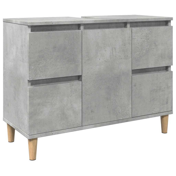 Armario de lavabo madera contrachapada gris hormigón 80x33x60cm M 2