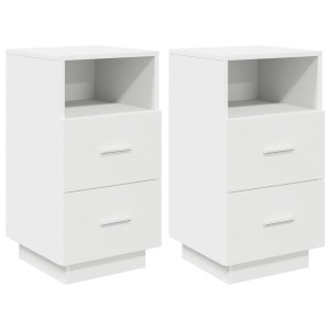 Mesas de cabeceira 2 pcs com 2 gavetas 36x36x68 cm branco H
