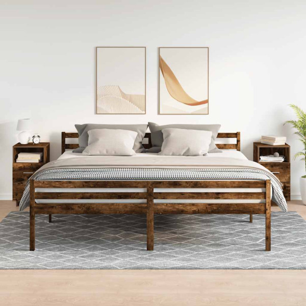 Mesas cabeceira 2pcs com 2gavetas 36x36x68 cm carvalho fumado M 3