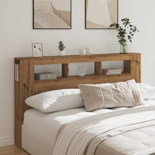 Cabecero LED madera ingeniería roble artisan 180x18.5x103.5 cm M 4