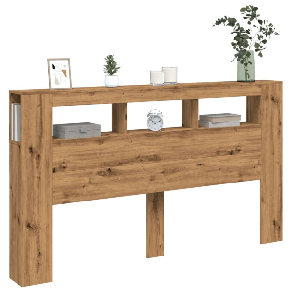 Cabecero LED madera ingeniería roble artisan 180x18.5x103.5 cm M 5