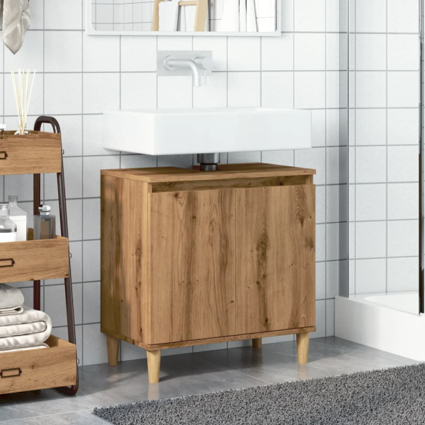 Mueble de lavabo madera de ingeniería roble artisan 58x33x60 cm M 3