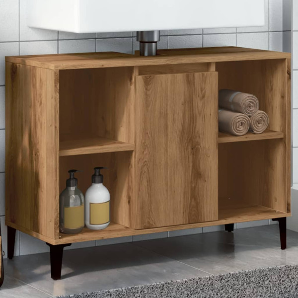 Mueble de lavabo madera ingeniería roble artisan 80x33x60 cm D