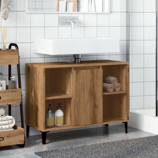 Mueble de lavabo madera ingeniería roble artisan 80x33x60 cm M 3