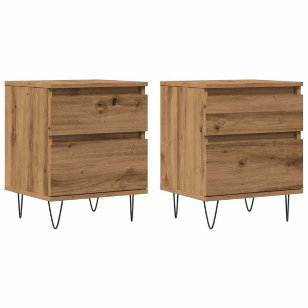 Mesitas de noche 2 uds madera roble artisian 40x35x50 cm M 2