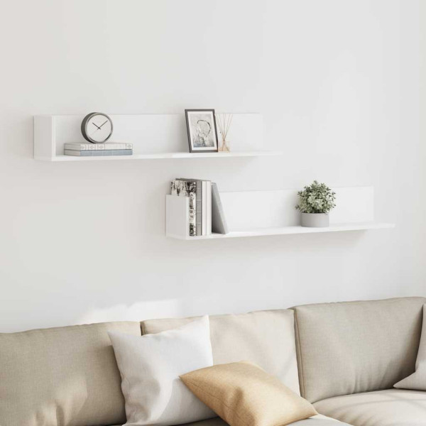Estante de pared 2 uds madera ingeniería blanco 100x16.5x16.5cm M 3