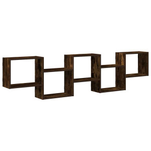 Estante cubo de pared 5 compartimentos madera roble ahumado H
