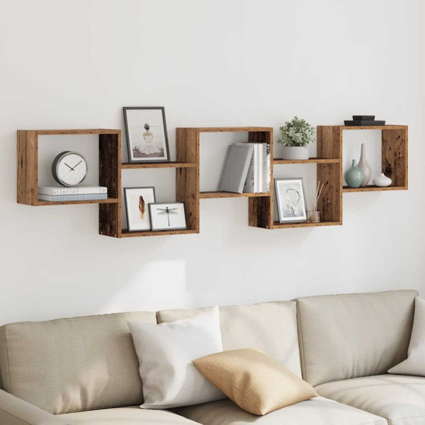 Estante cubo de pared 5 compartimentos madera envejecida M 3