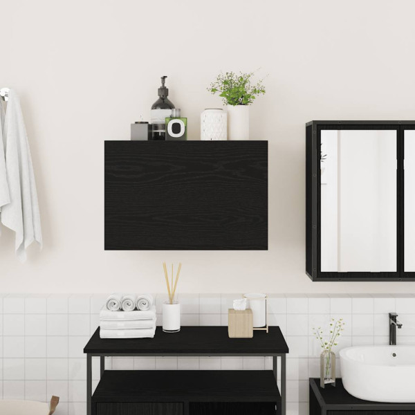 Mueble de pared de baño madera ingeniería negro 60x25x40 cm M 3