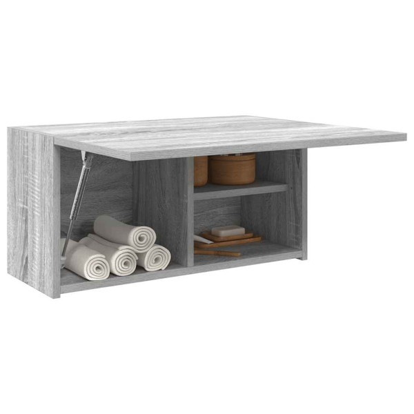 Armario de pared baño madera ingeniería gris Sonoma 60x25x30 cm D