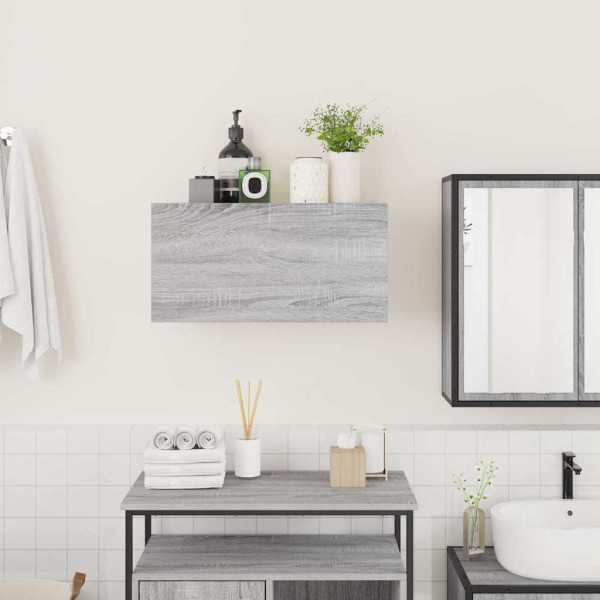 Armario de pared baño madera ingeniería gris Sonoma 60x25x30 cm M 3
