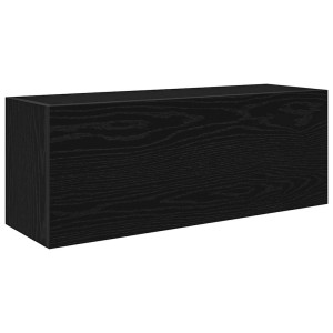 Mueble de pared de baño madera ingeniería negro 80x25x30 cm H