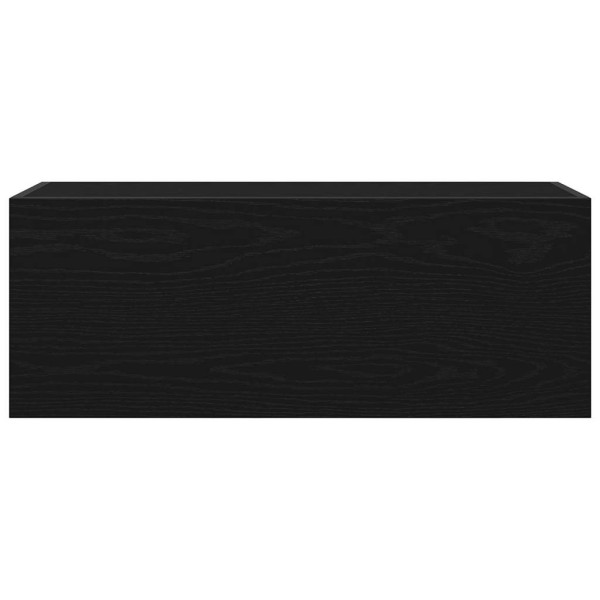 Mueble de pared de baño madera ingeniería negro 80x25x30 cm M 4