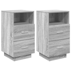 Mesas cabeceira 2pcs com 2gavetas 36x36x68 cm cinzento sonoma H