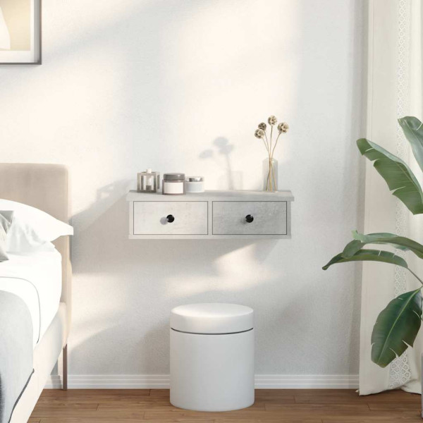 Estante de pared con cajones madera contrachapada gris hormigón M 3