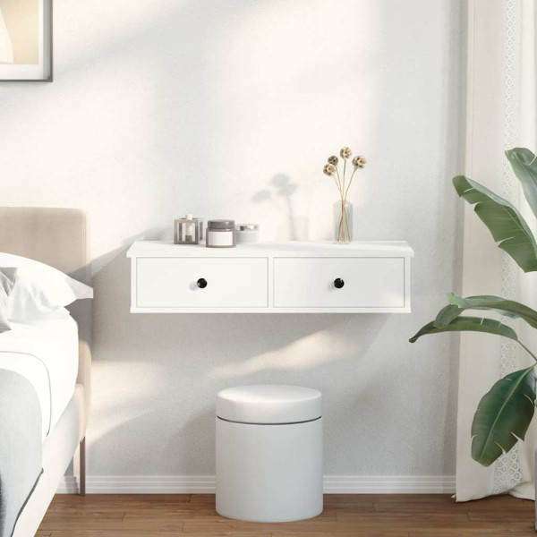 Prateleira parede c/ gavetas 80x34x17 cm deriv. madeira branco M 3