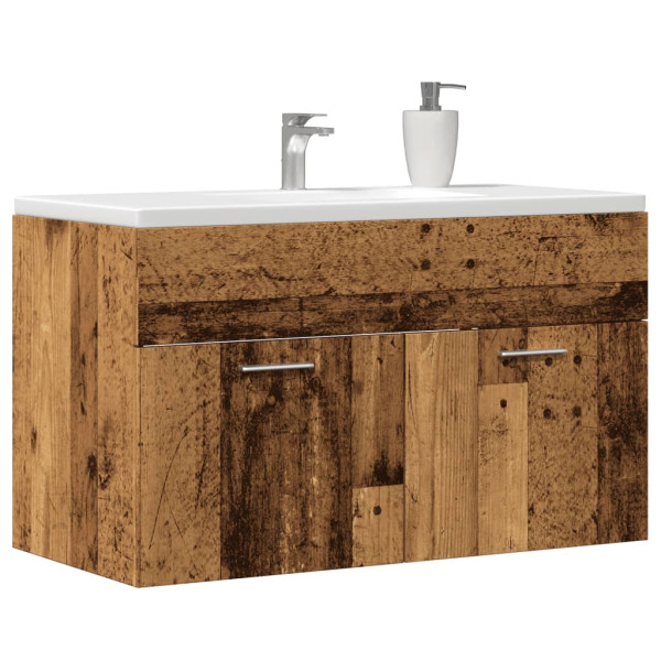 Mueble de lavabo madera de ingeniería envejecida 80x38.5x46 cm D