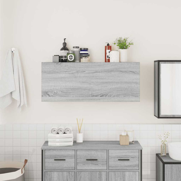 Armario de pared baño madera ingeniería gris sonoma 100x25x40cm M 3