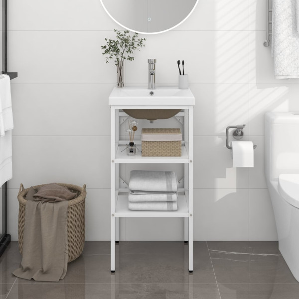Estructura de baño con lavabo incorporado hierro blanco D