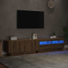 Mueble de TV luces LED madera roble artisan 200x35x40 cm 5