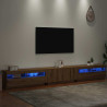 Mueble de TV luces LED madera roble artisan 300x35x40 cm 5