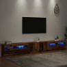Mueble TV luces LED madera ingeniería envejecida 300x35x40 cm 6