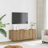 Mueble de TV luces LED madera roble artisan 100x35x40 cm 3
