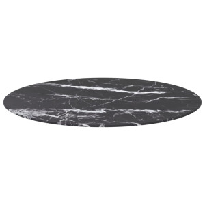 Tablero de mesa diseño mármol vidrio templado negro Ø90x1 cm H