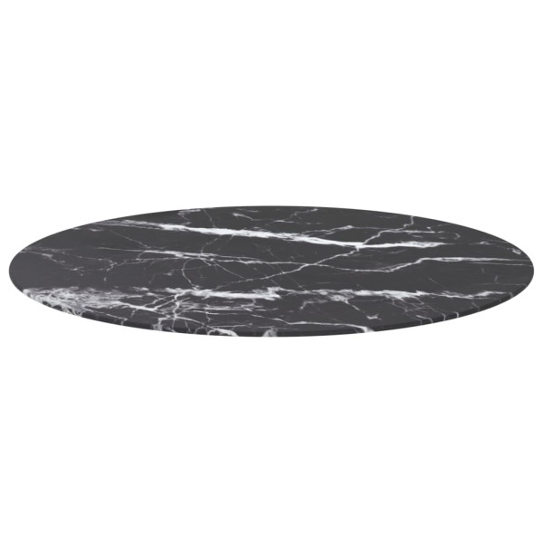 Tablero de mesa diseño mármol vidrio templado negro Ø90x1 cm M 2