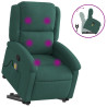 Sillón reclinable de masaje elevable terciopelo verde oscuro 2