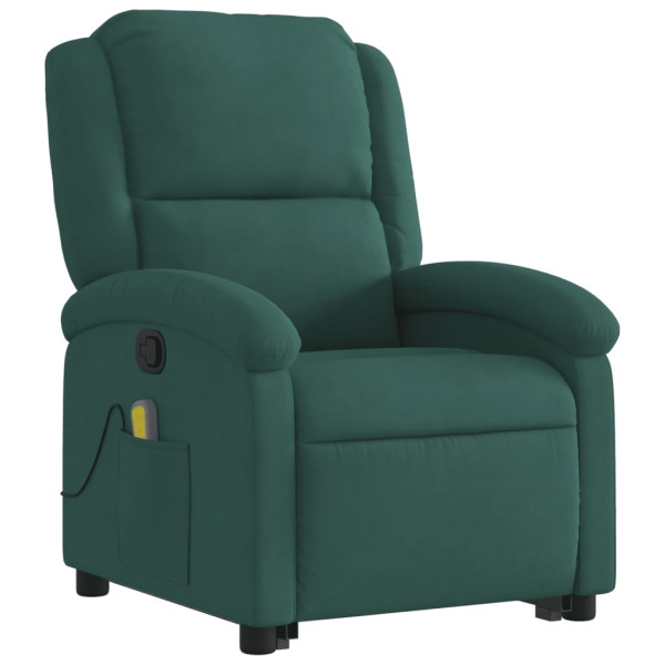 Sillón reclinable de masaje elevable terciopelo verde oscuro M 4