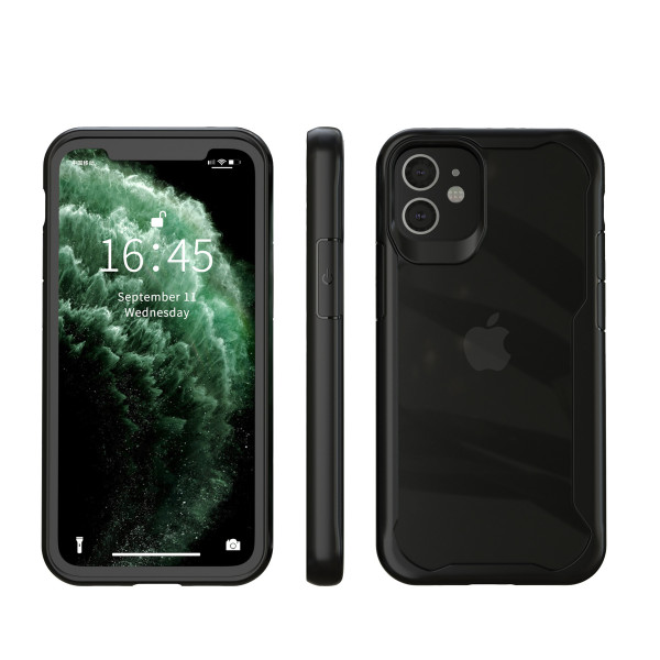 Funda muvit shockproof 2m para apple iphone 12 mini transparente - negra M 8