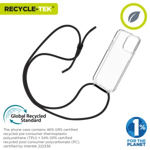 Funda muvit recycletek para apple iphone 15 pro transparente + colgante negro H