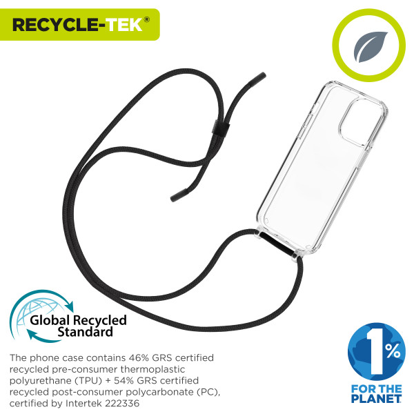 Funda muvit recycletek para apple iphone 15 pro transparente + colgante negro M 2